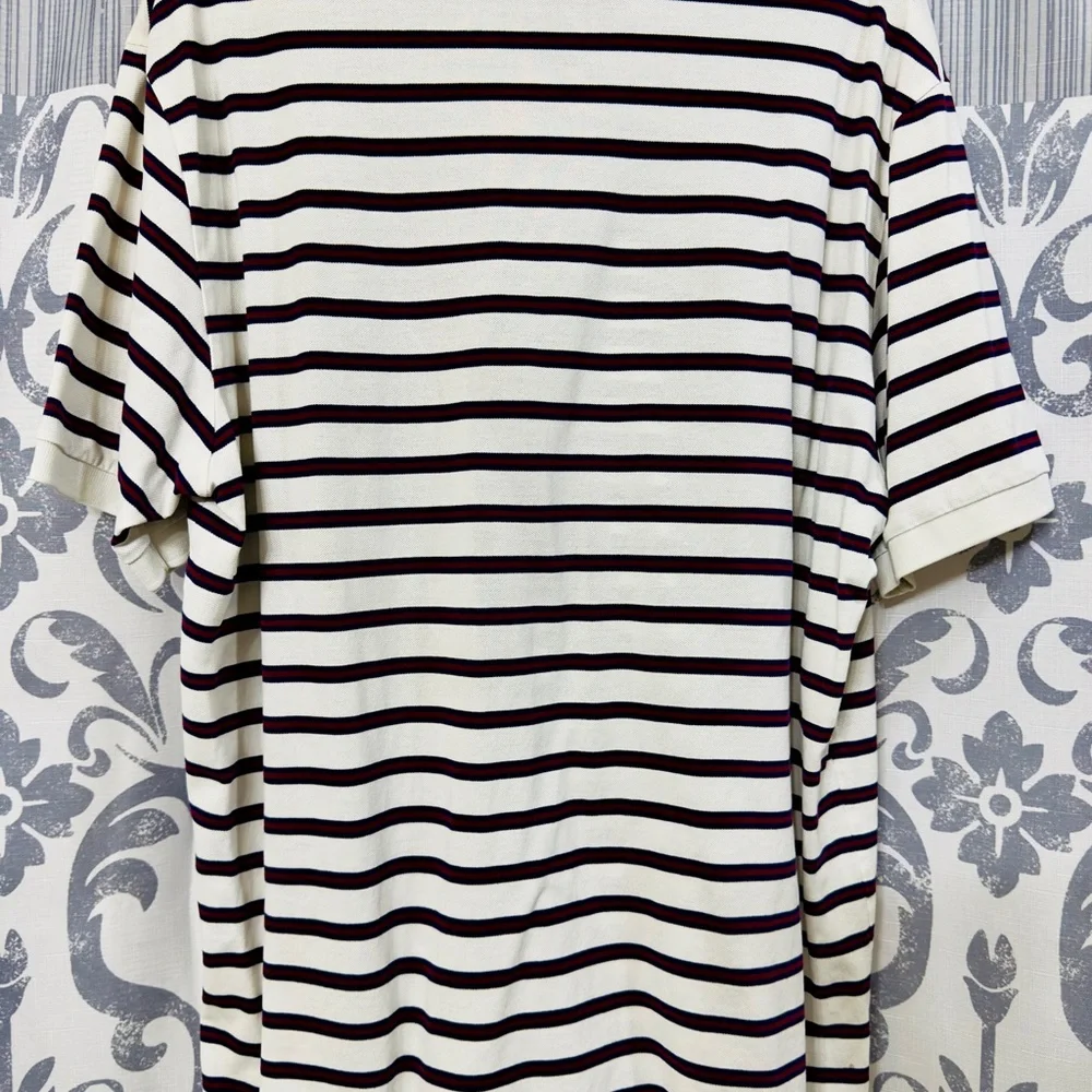 EUC Polo Ralph Lauren Men's Polo Shirt - White, Red and Black Stripes Size‎ XL